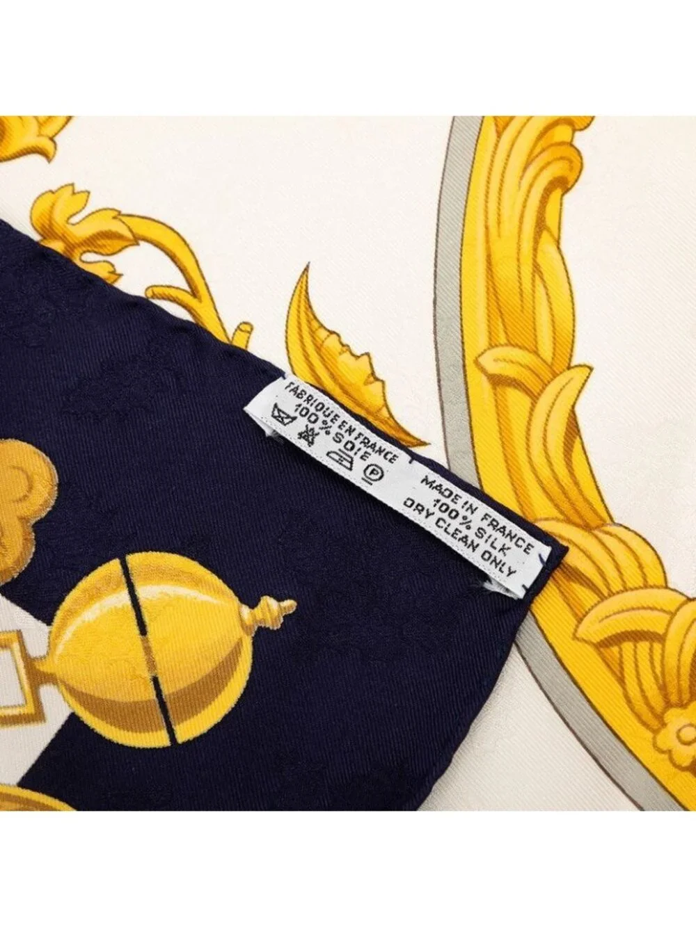 Hermes Carre 90 Plumes Et Grelots Feathers And Bells Scarf Navy White Silk